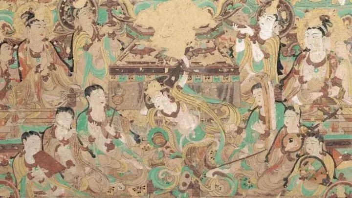 骨董市　掘り出し品中国唐時代　敦煌莫高窟壁画 彩絵 Z0985B18-5 骨董市 掘り出し品中国唐時代 敦煌莫高窟壁画 彩絵 Z0985B18-5